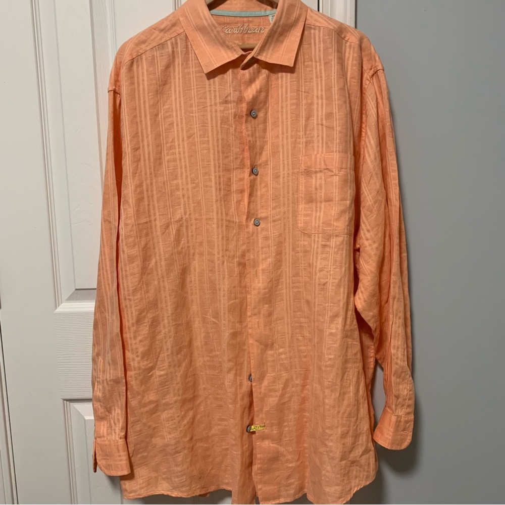 Caribbean Men's Long Sleeve Linen Blend Shirt 2XLT